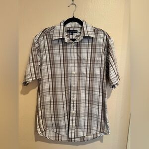 Tommy Hilfiger Brown and White Plaid Button Down Shirt